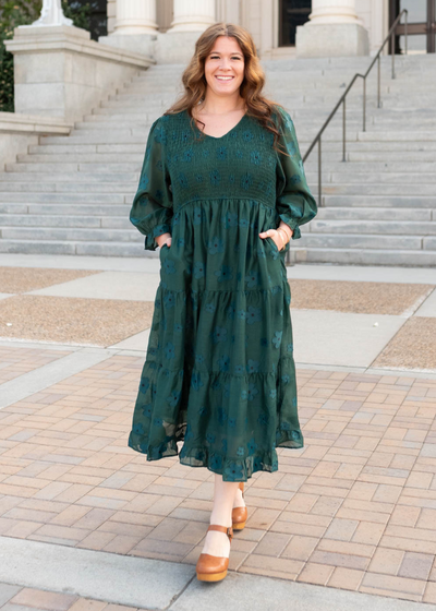 Jenny Dark Green Floral Dress