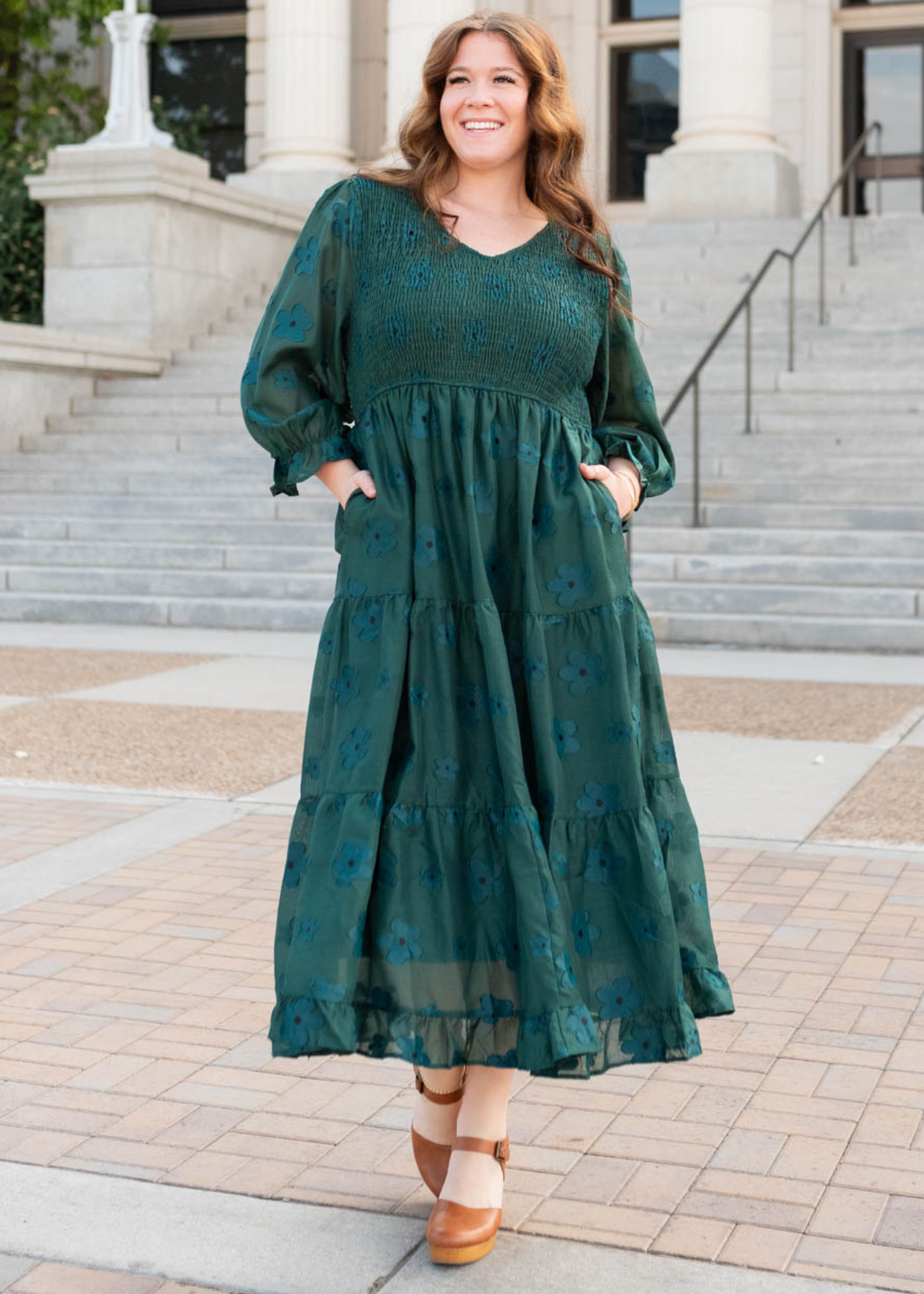 Jenny Dark Green Floral Dress