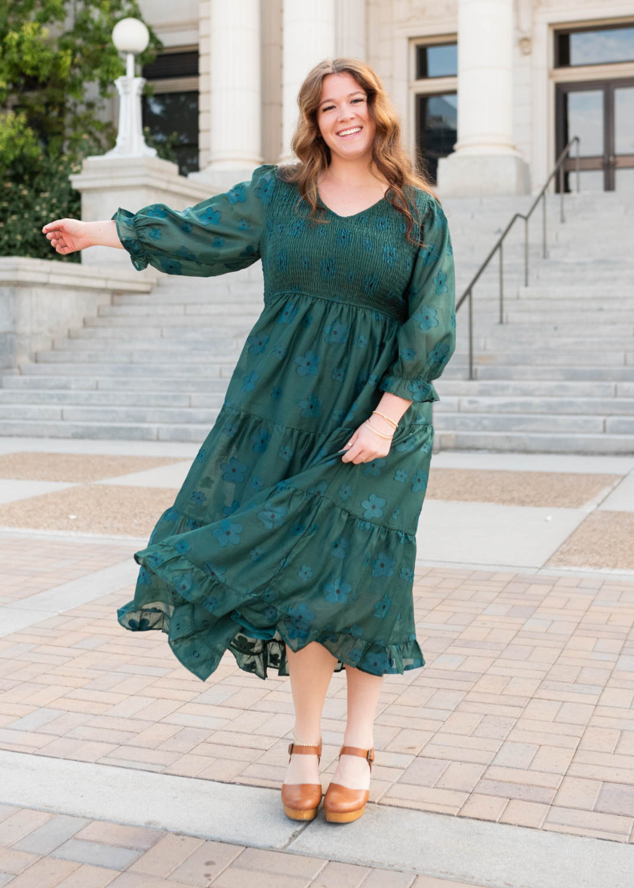 Jenny Dark Green Floral Dress