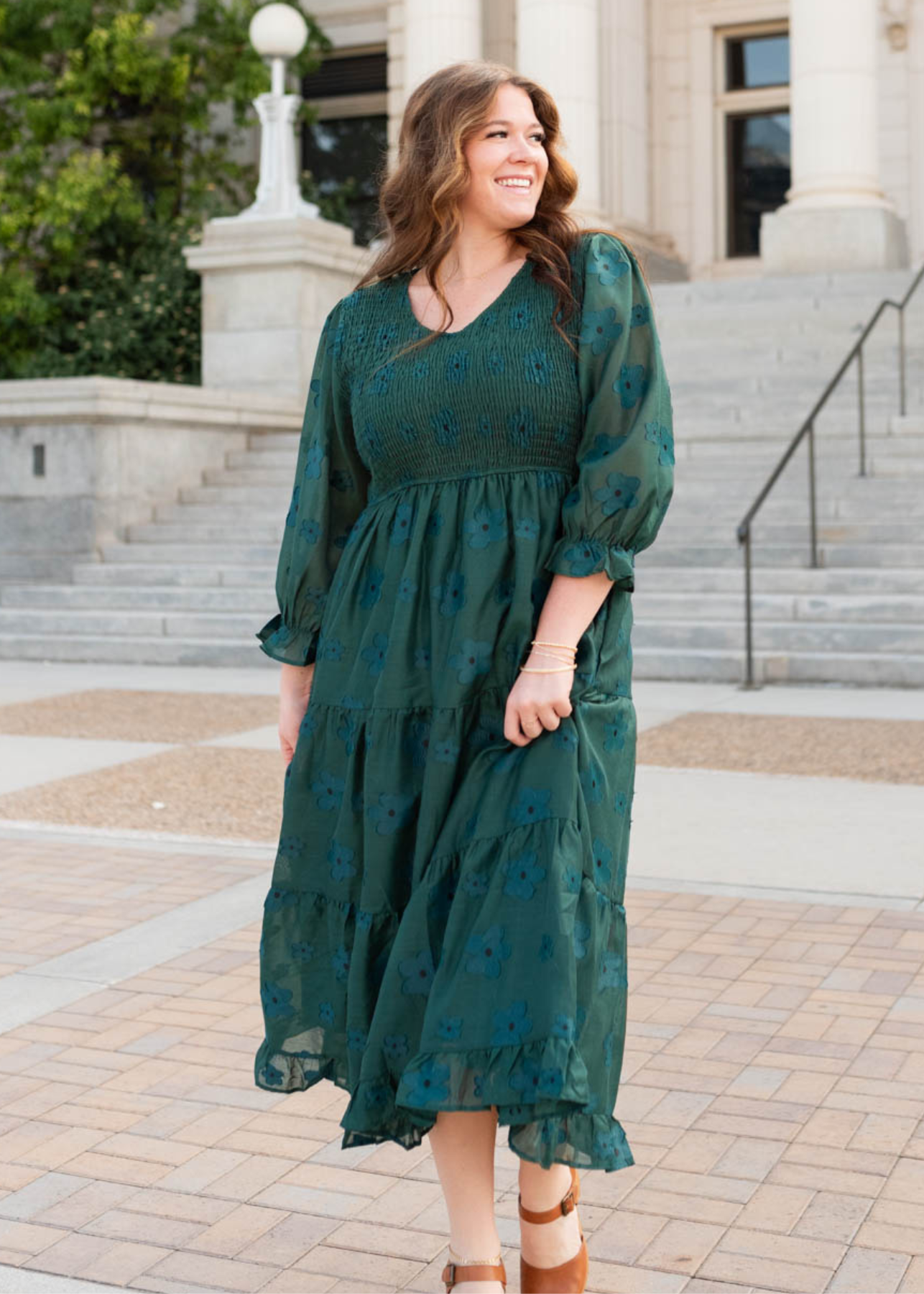 Jenny Dark Green Floral Dress