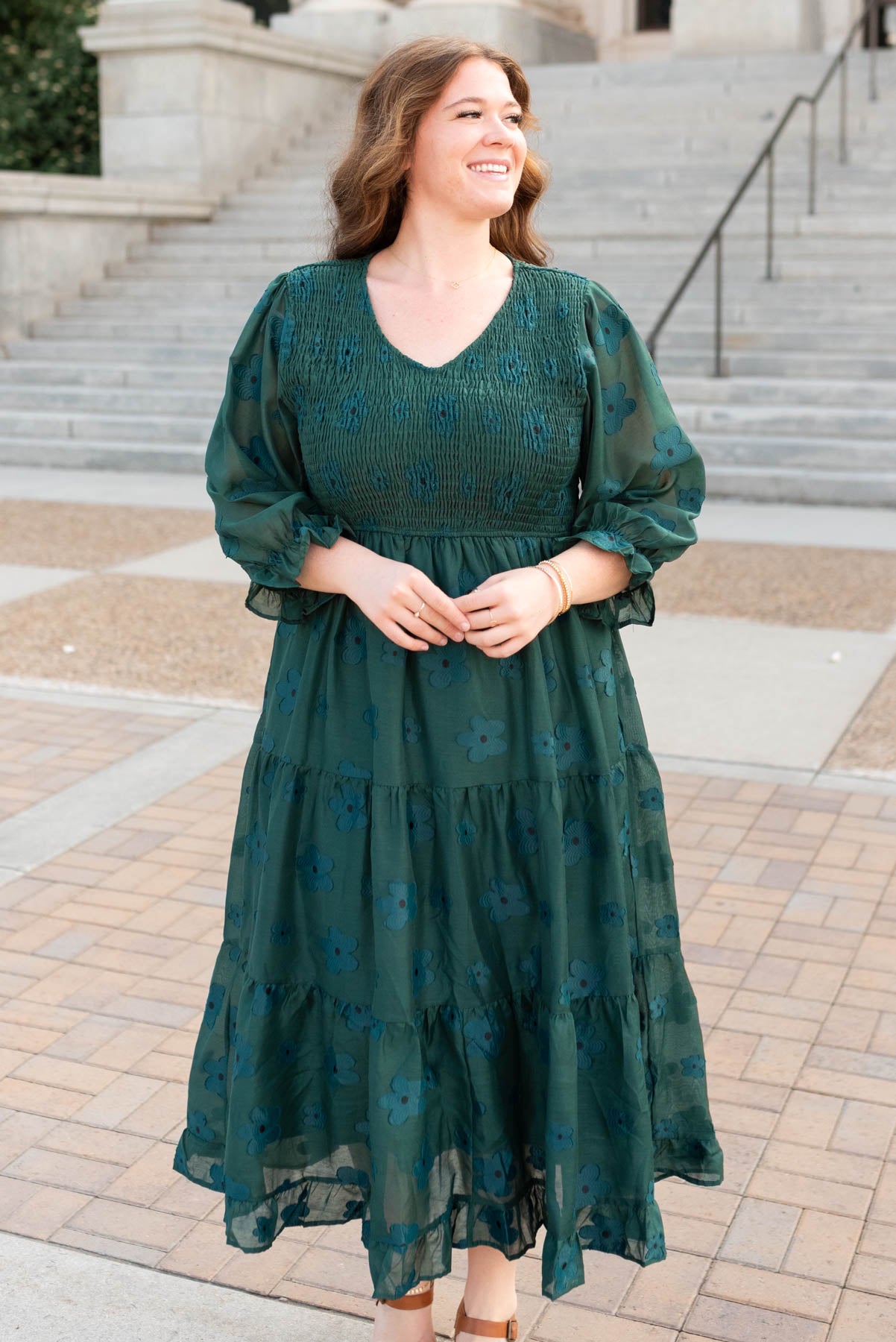 Jenny Dark Green Floral Dress