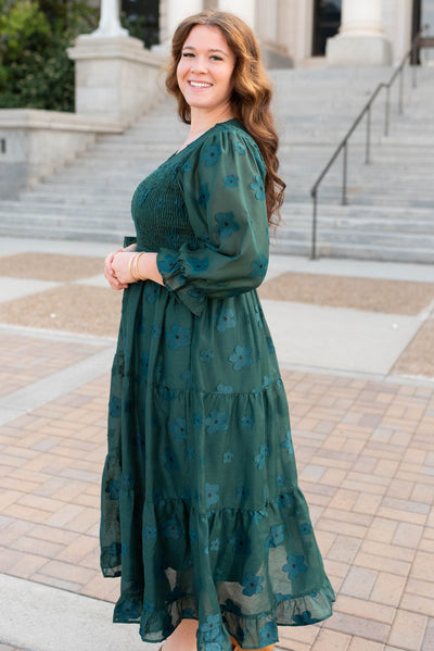 Jenny Dark Green Floral Dress