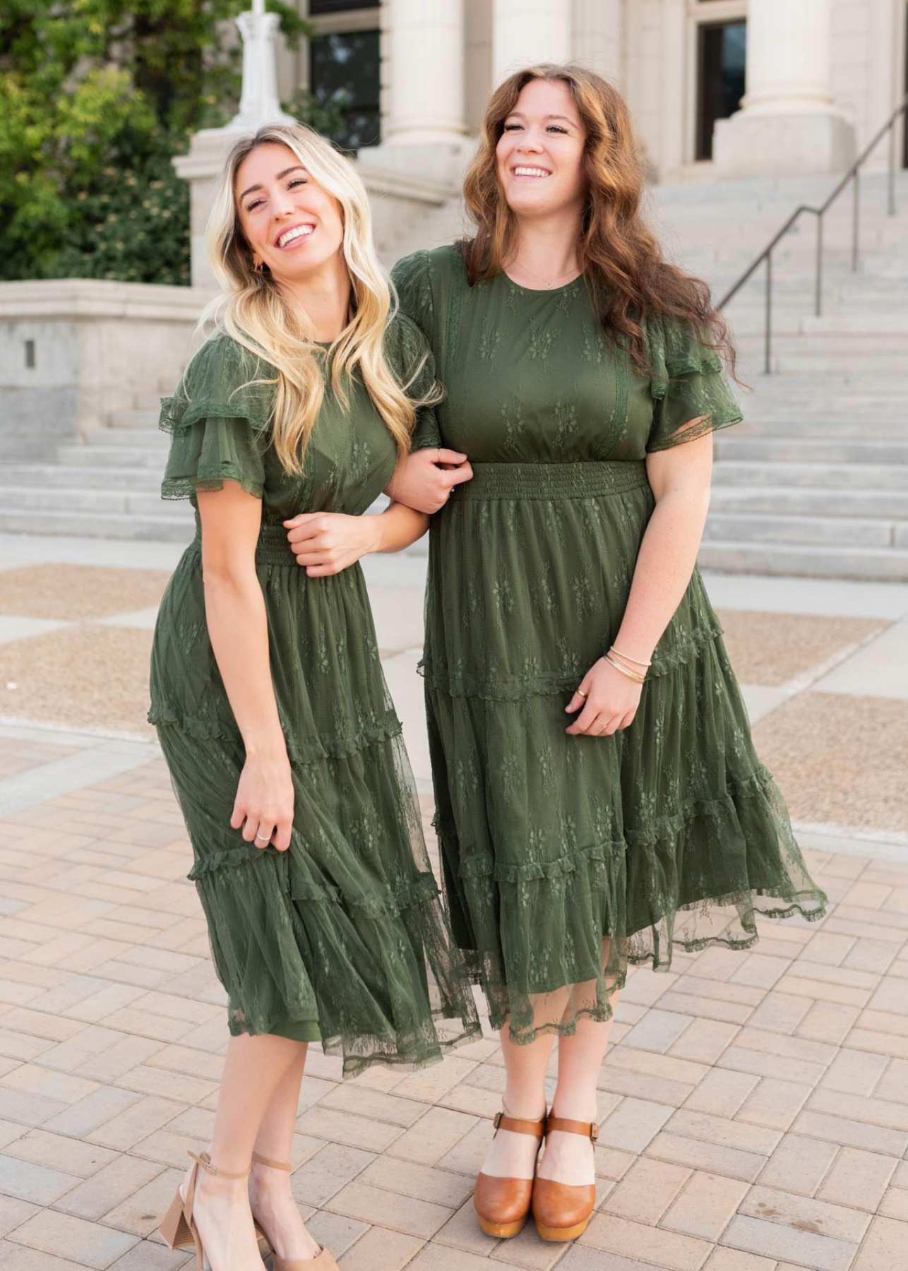 Jentry Dark Green Floral Lace Dress