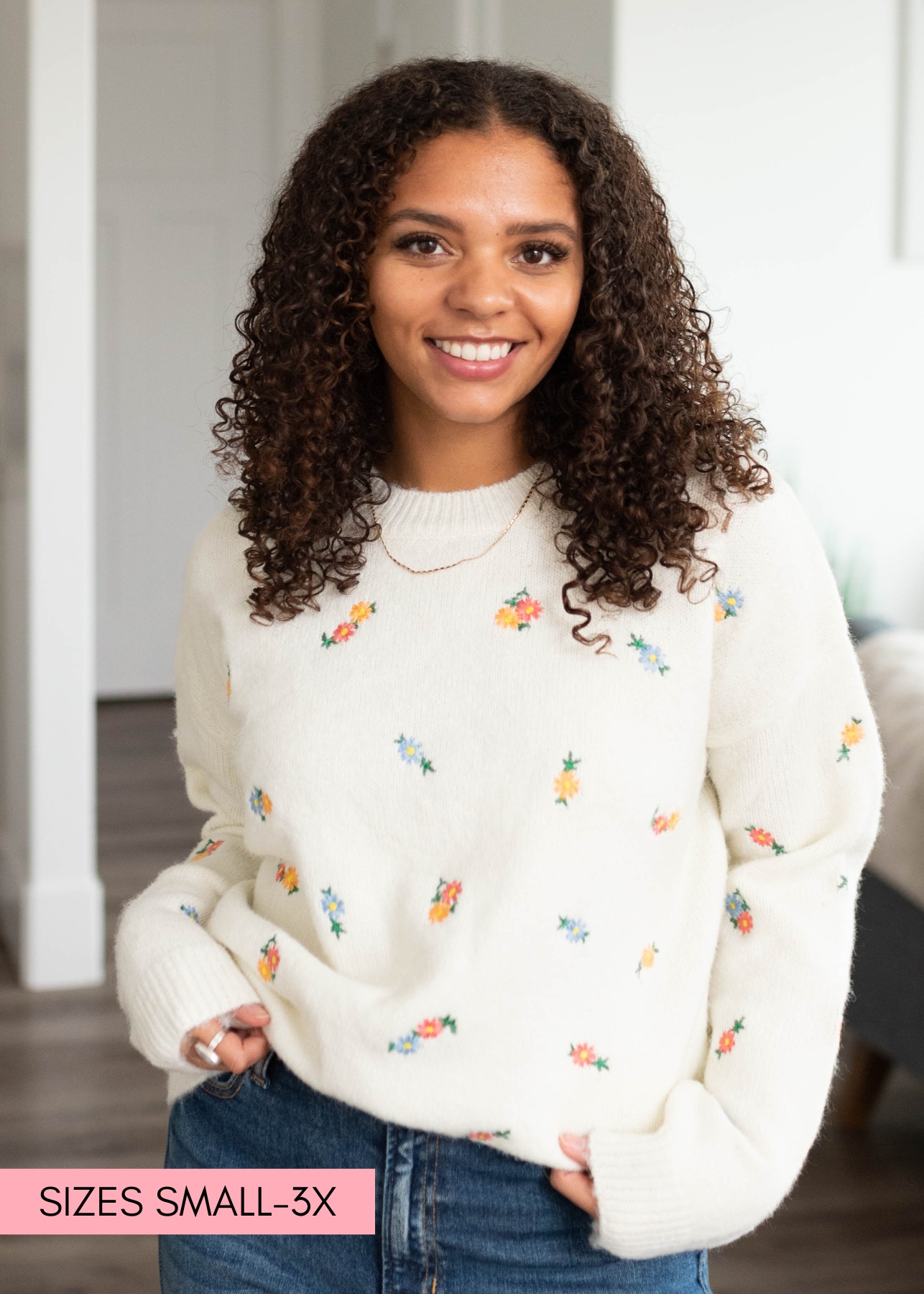 Kali Ivory Floral Embroidered Sweater