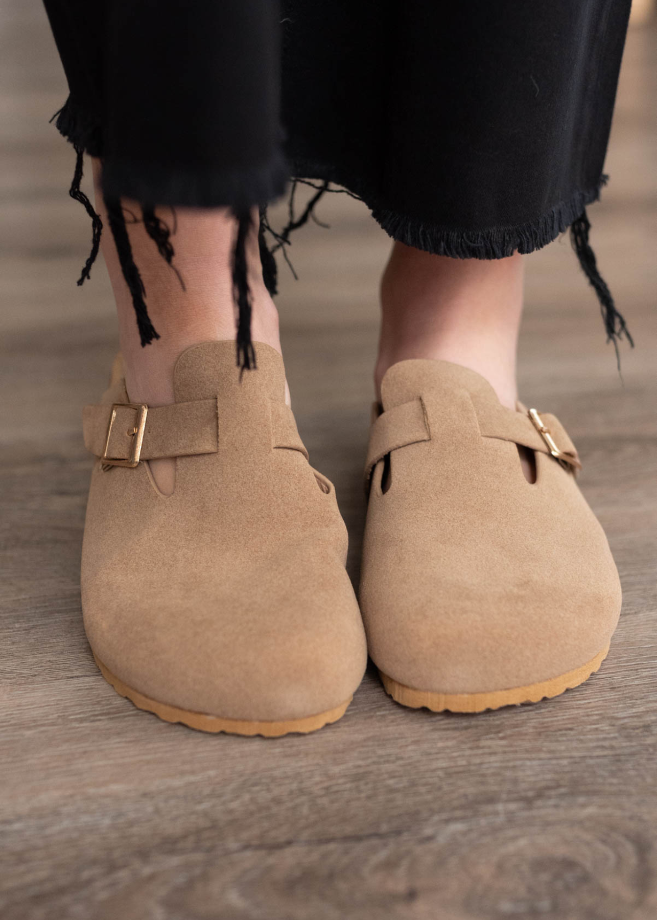 Taupe Boston clogs