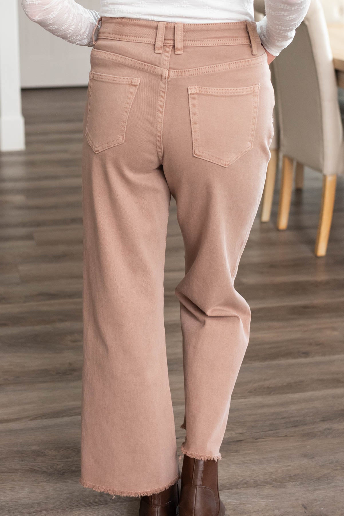 Back view of the vintage clay wide leg pants