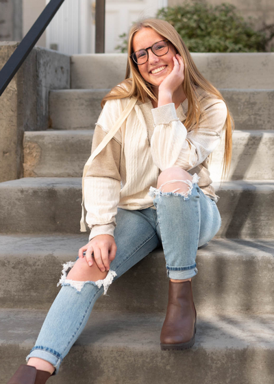 Long sleeve taupe hoodie