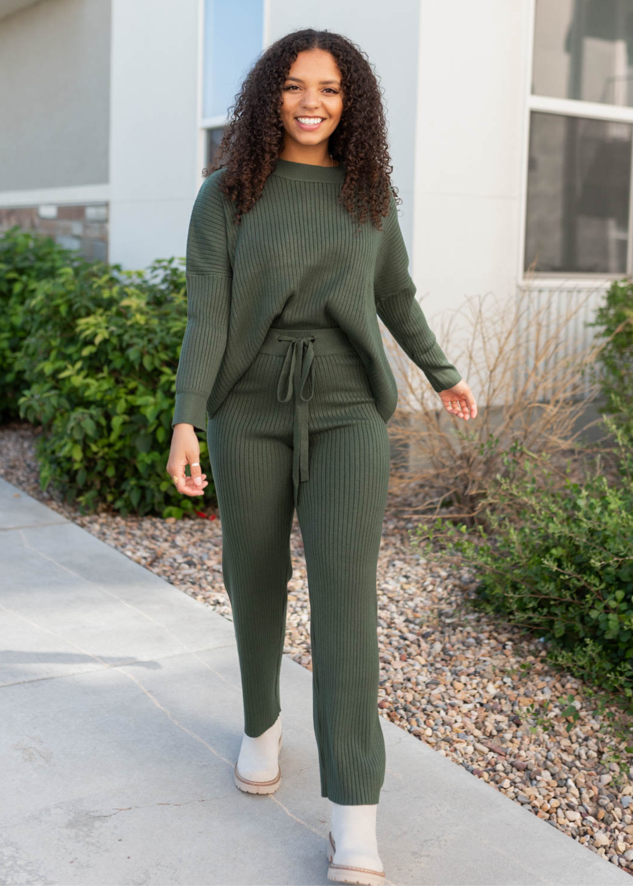 Long sleeve dark green sweater