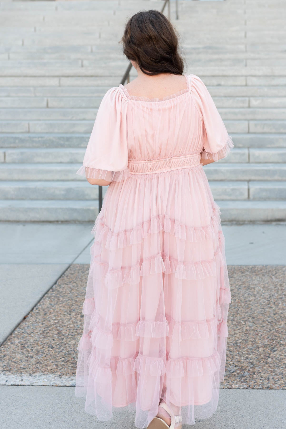 Back view of the plus size blush maxi dress