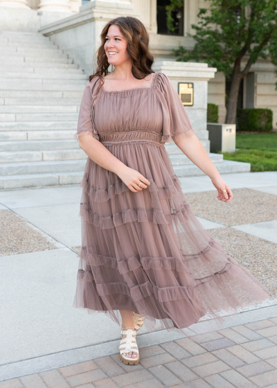 Plus size mocha maxi dress