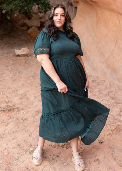 Short sleeve hunter green dress in plus size