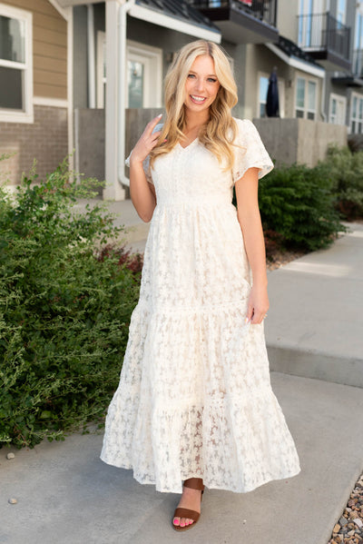 Cream floral lace dress