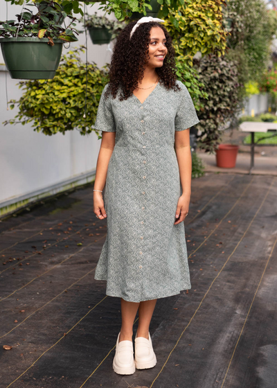 Small deep green button down dress