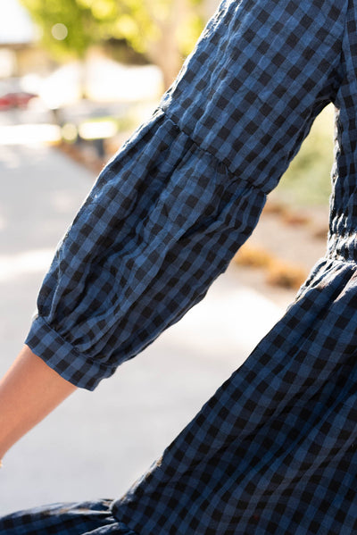 Navy black gingham dress