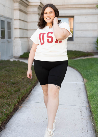 Plus size black biker shorts