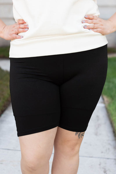 1X plus size black biker shorts