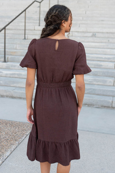 Back view of the brown textured dress