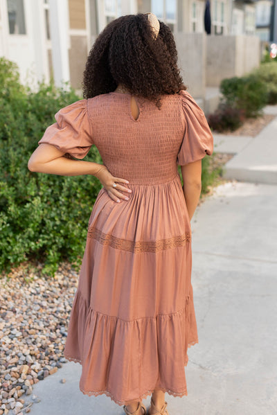 Back view of the chestnut dress