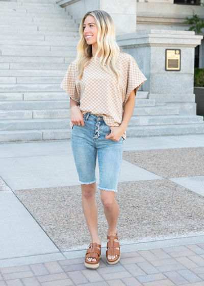 Almond checkered top