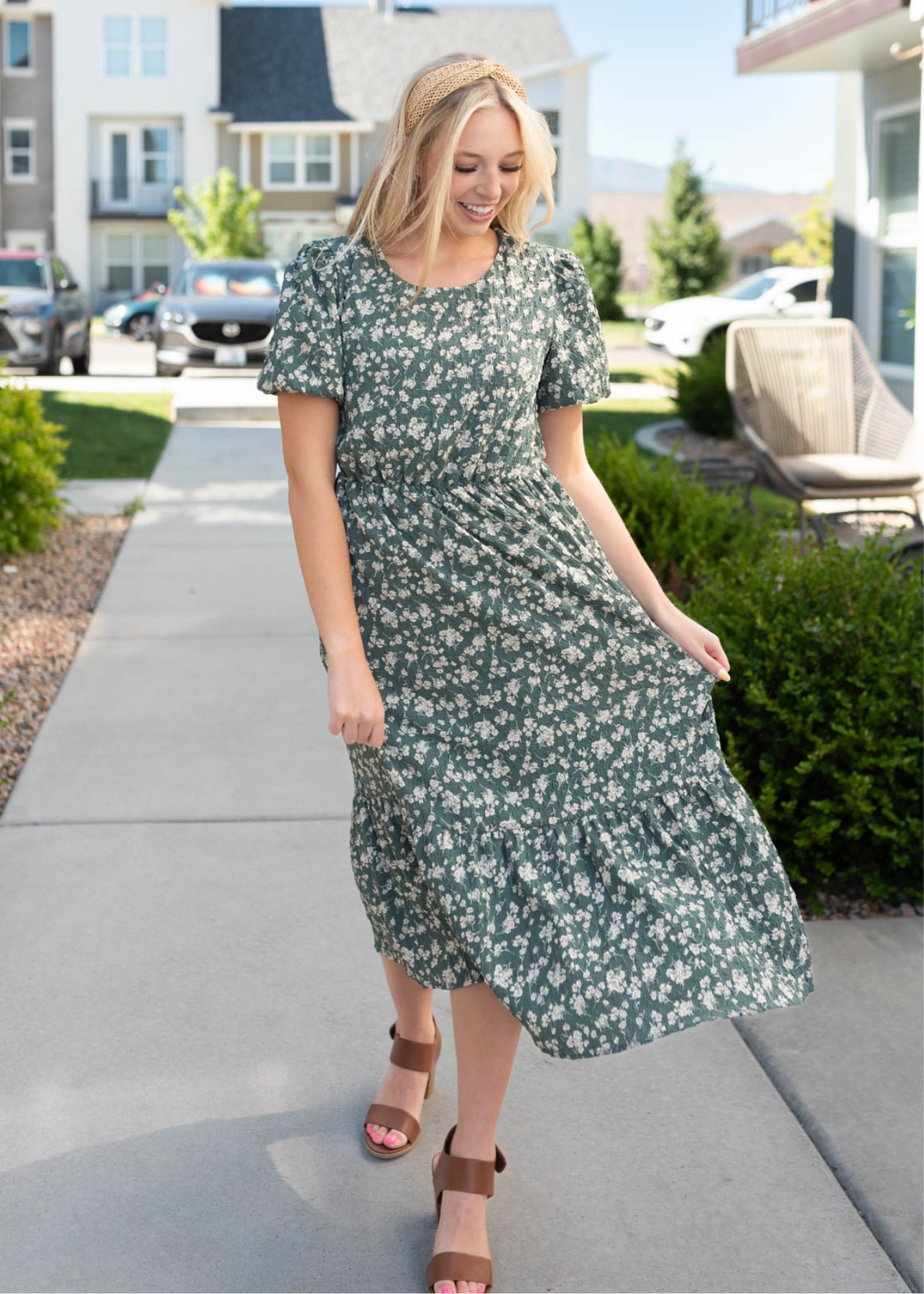 Dusty jade floral dress