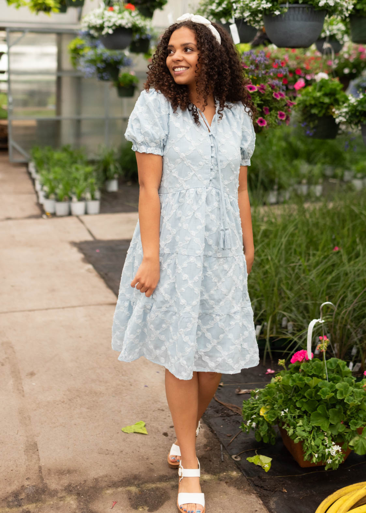 Lindi Light Blue Tiered Dress