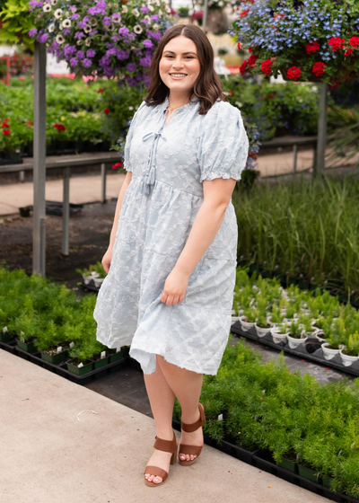 Lindi Light Blue Tiered Dress