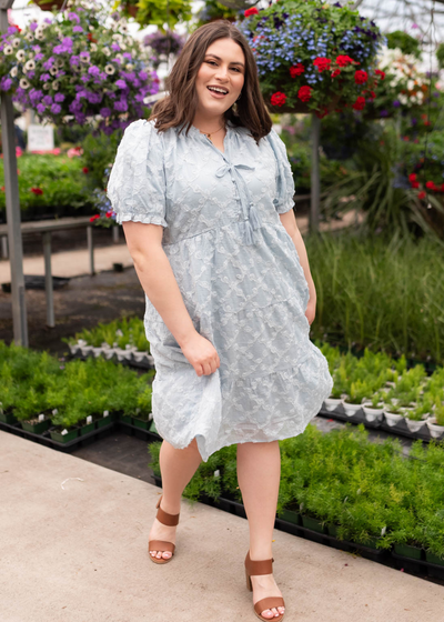 Lindi Light Blue Tiered Dress