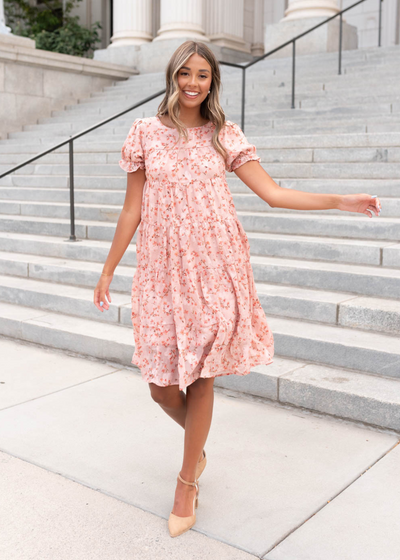 Pink floral dress in small