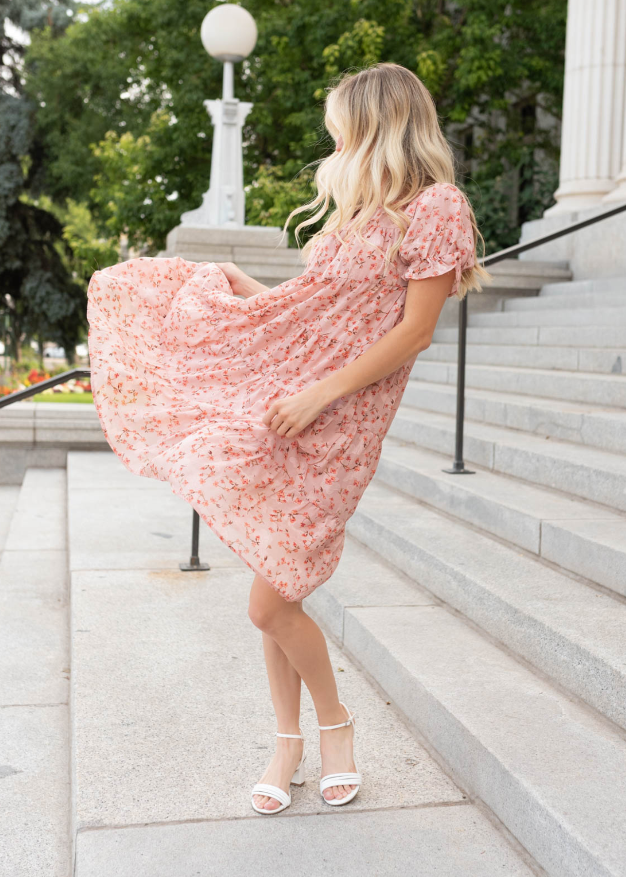 Pink floral dress