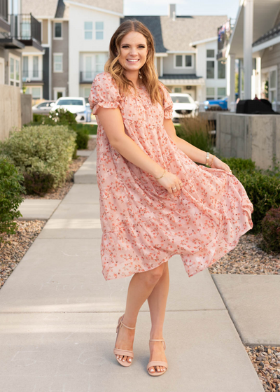 Pink floral dress