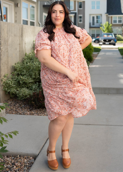 Plus size pink floral dress