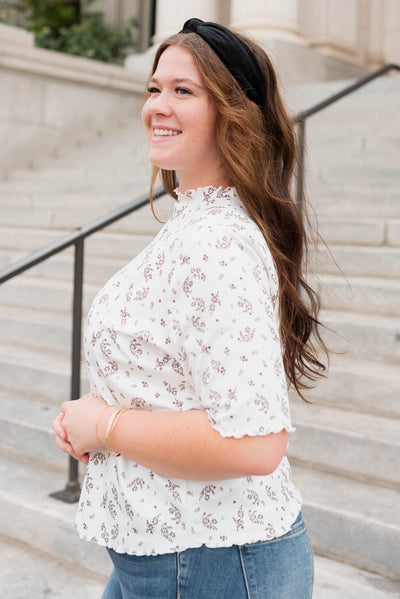 Plus size ivory floral top