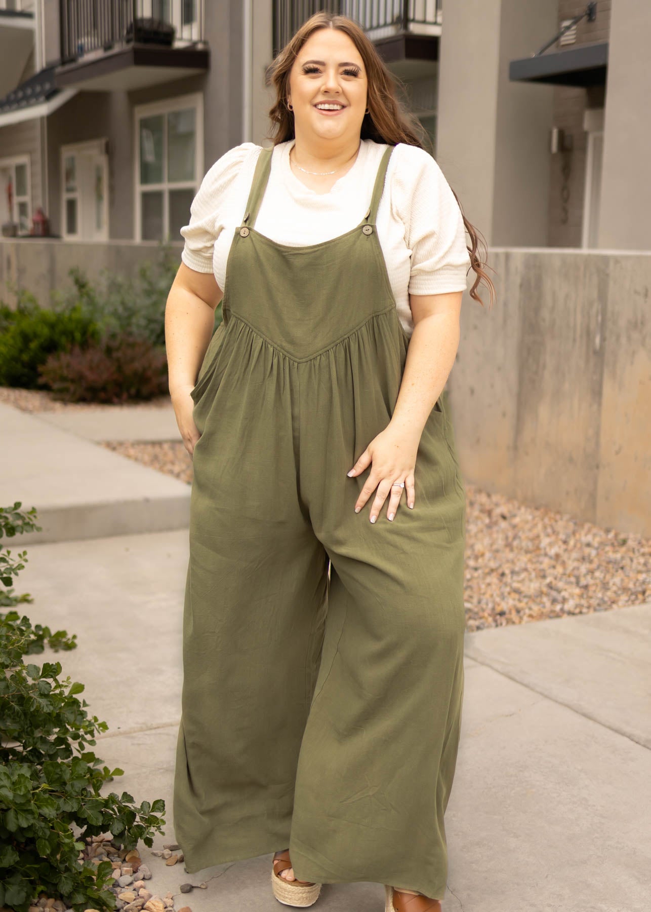 Plus size olive jumpsuit