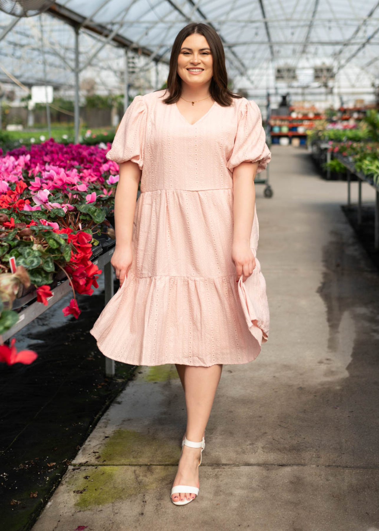 Plus size blush lace dress