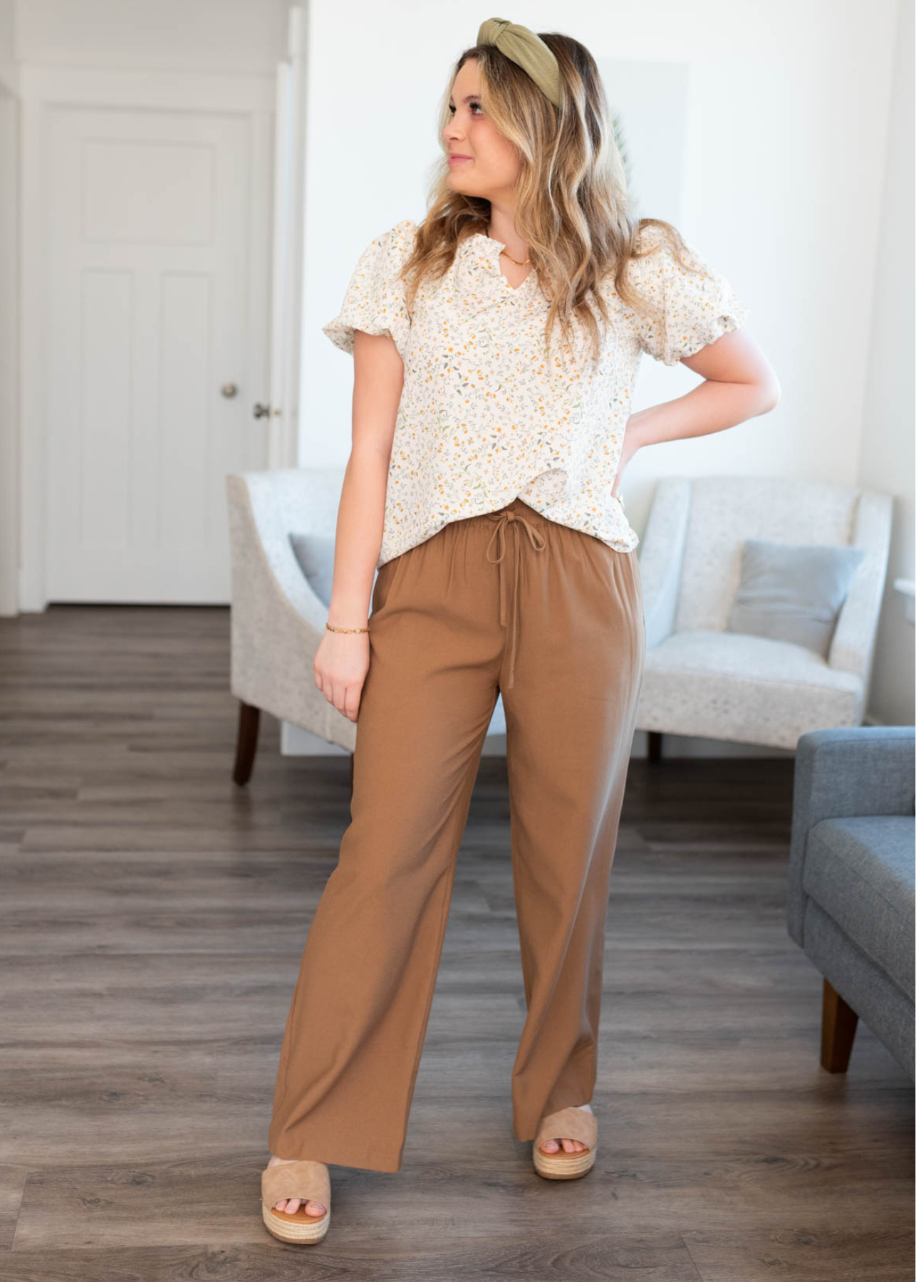 Brown wide leg pants