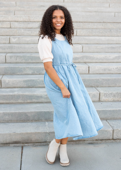 Light denim jumper dress