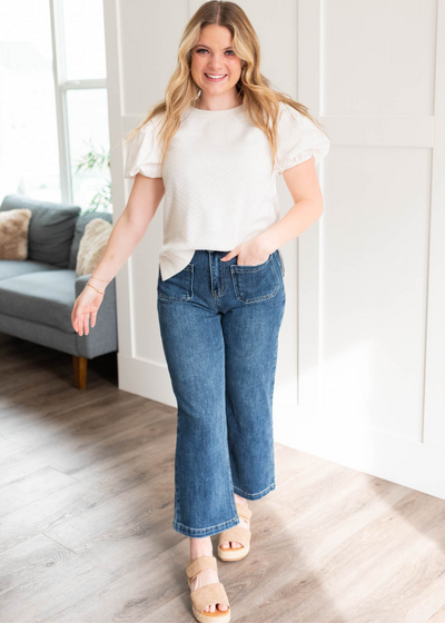 Short sleeve off white blouse