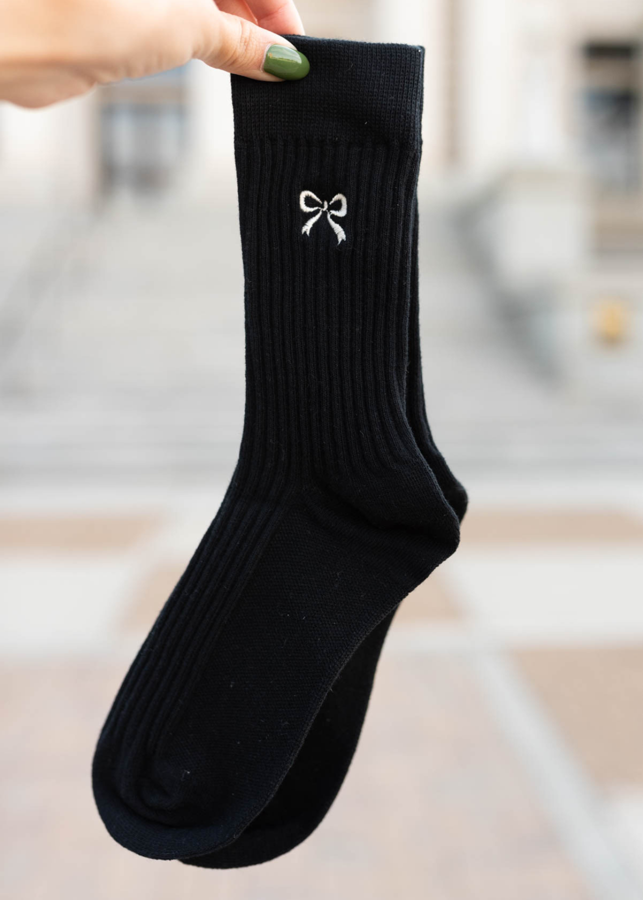 Maira Black Bow Sock