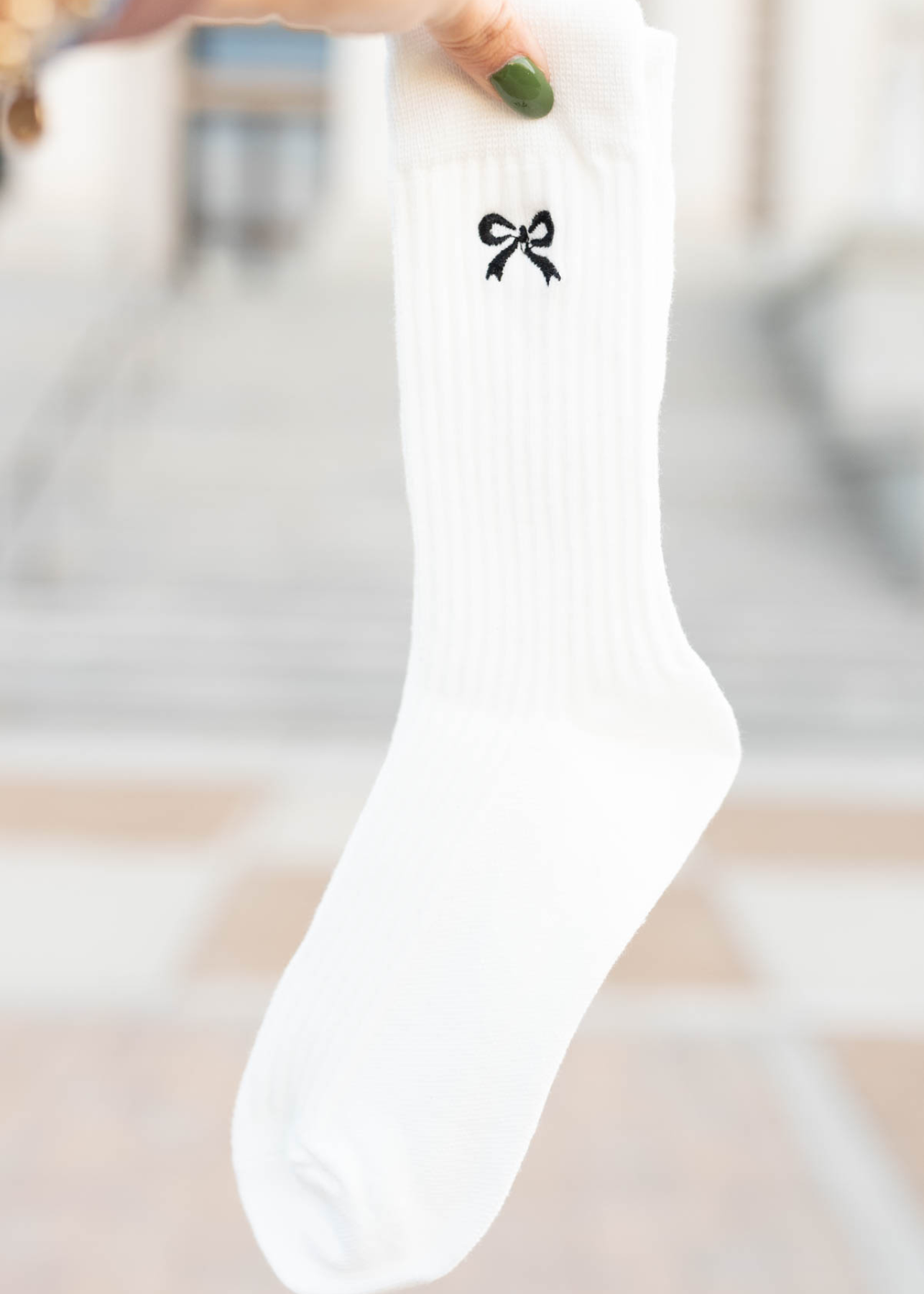 Maira White Bow Sock