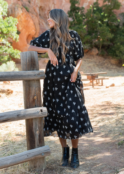 Small black floral tiered dress