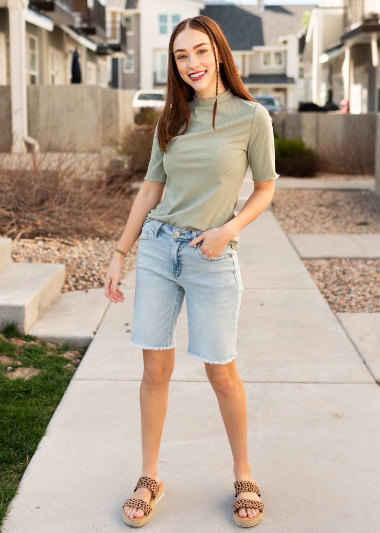 Sage textured knit top