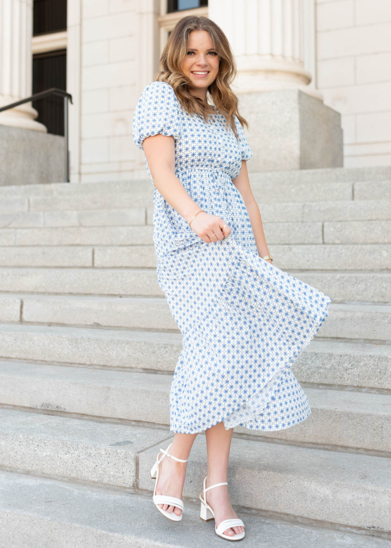 Blue patterned dress