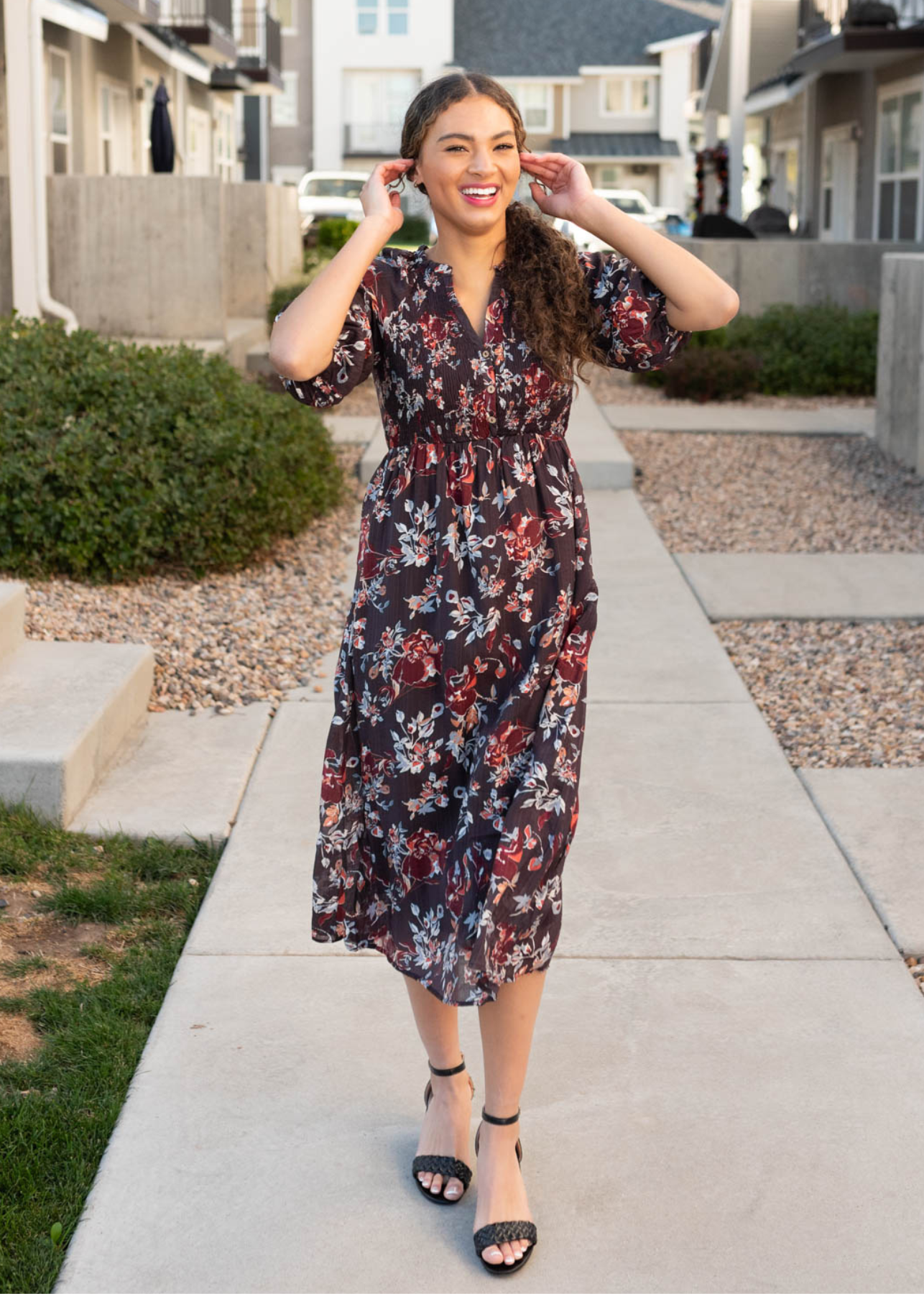 Dark plum floral dress