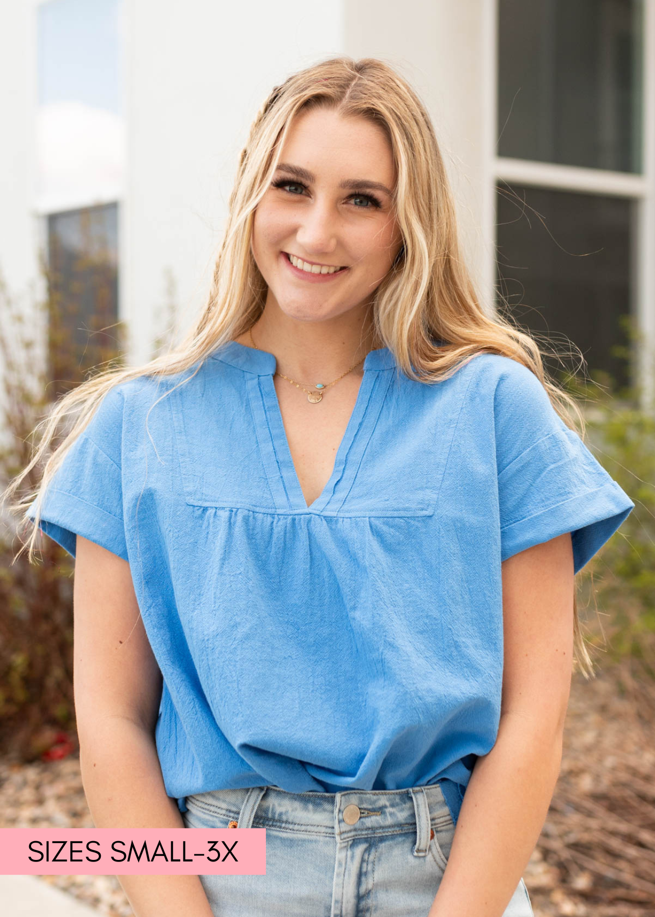 Robbin egg blue v-neck top