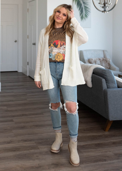 Long sleeve off white cardigan