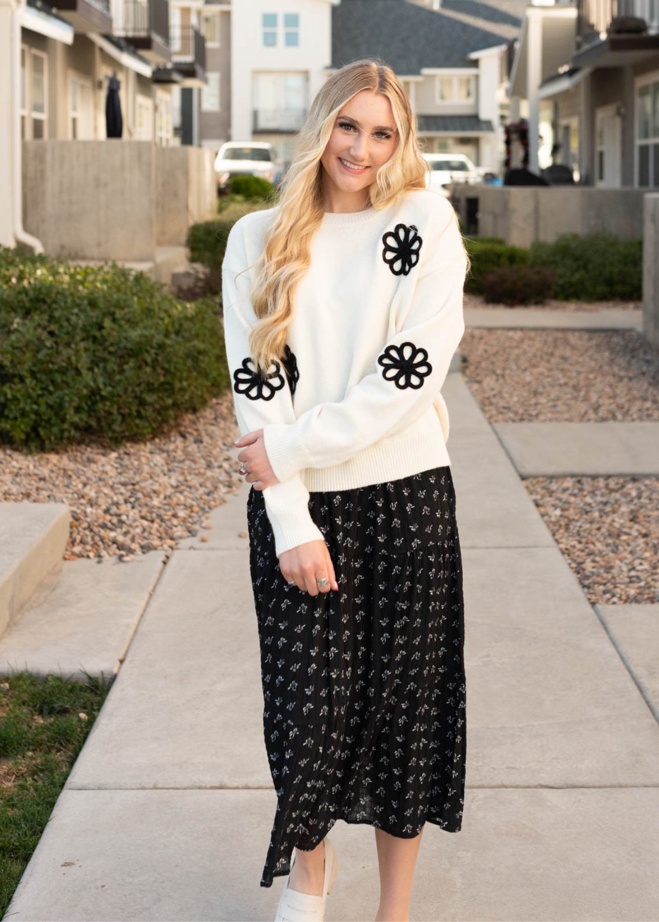 Cream floral sweater