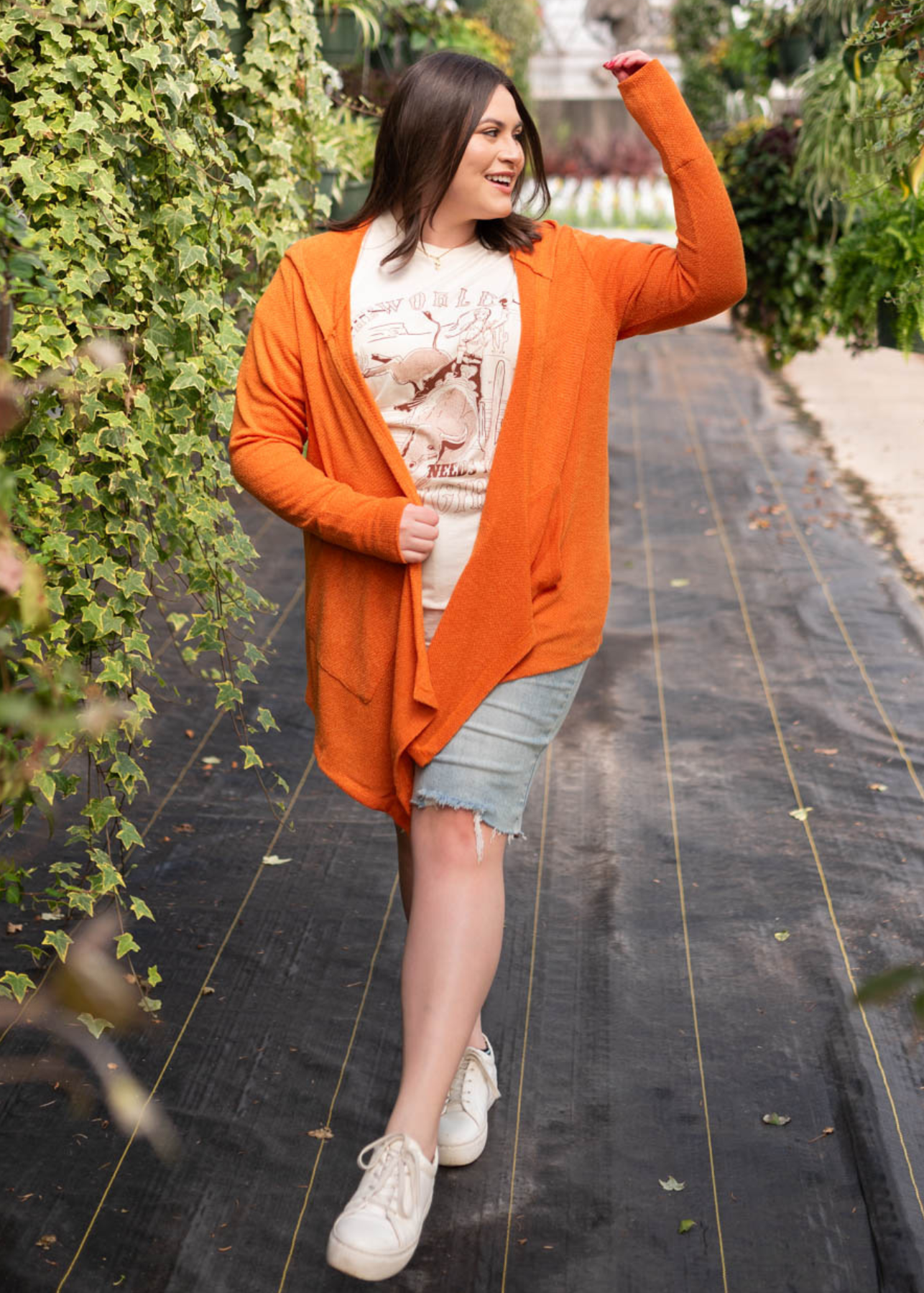 Plus size apricot orange cardigan