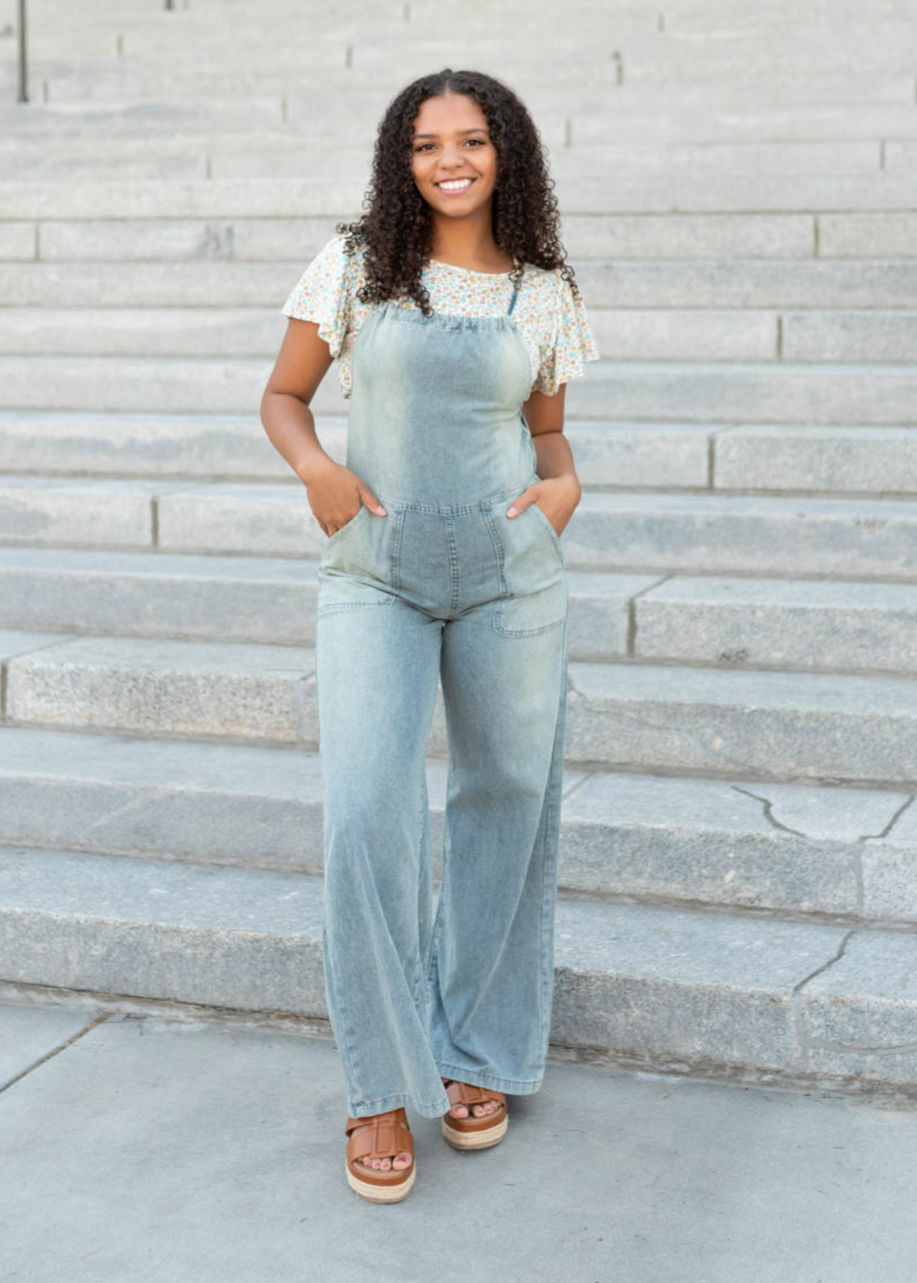 Blue denim jumpsuit