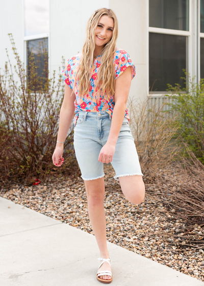 Blush multi floral top