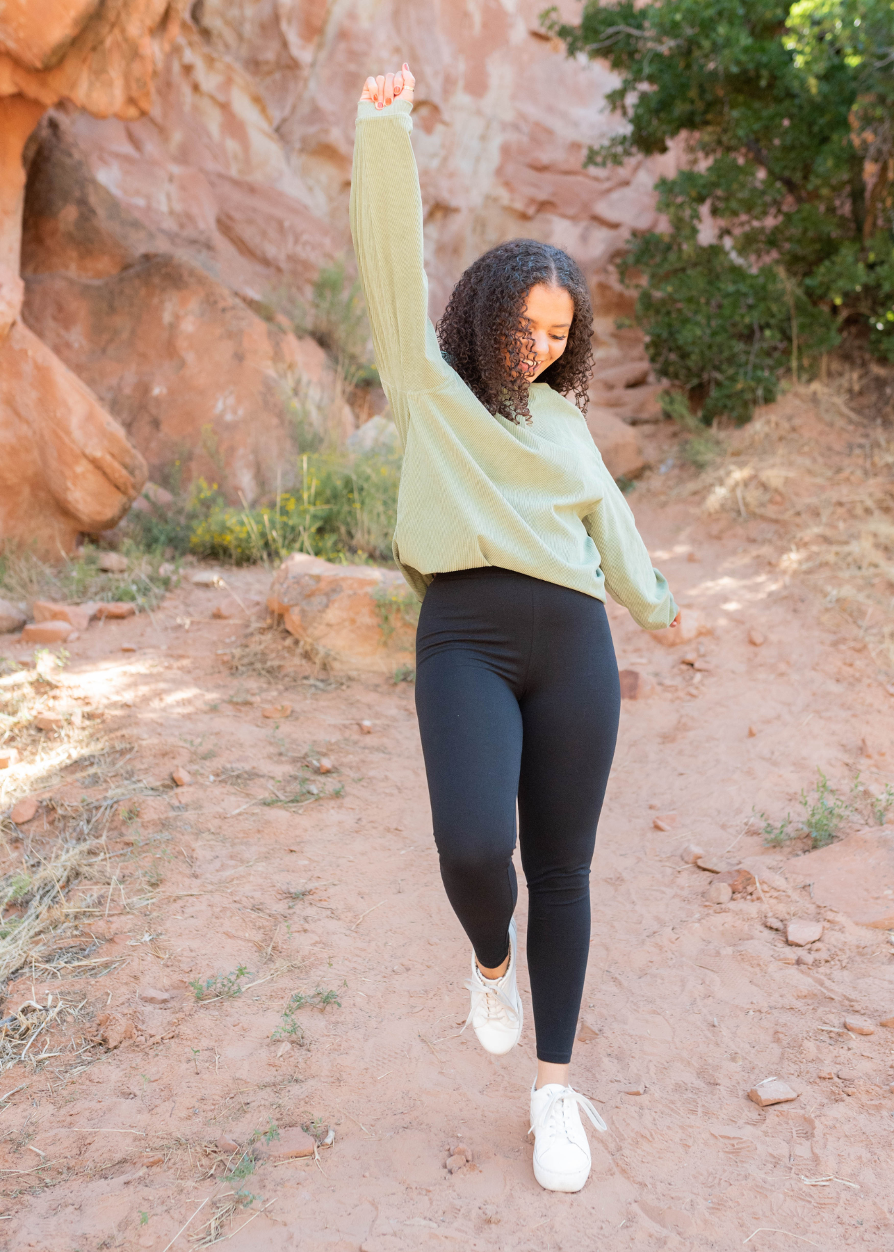 Green ribbed sweatershirt